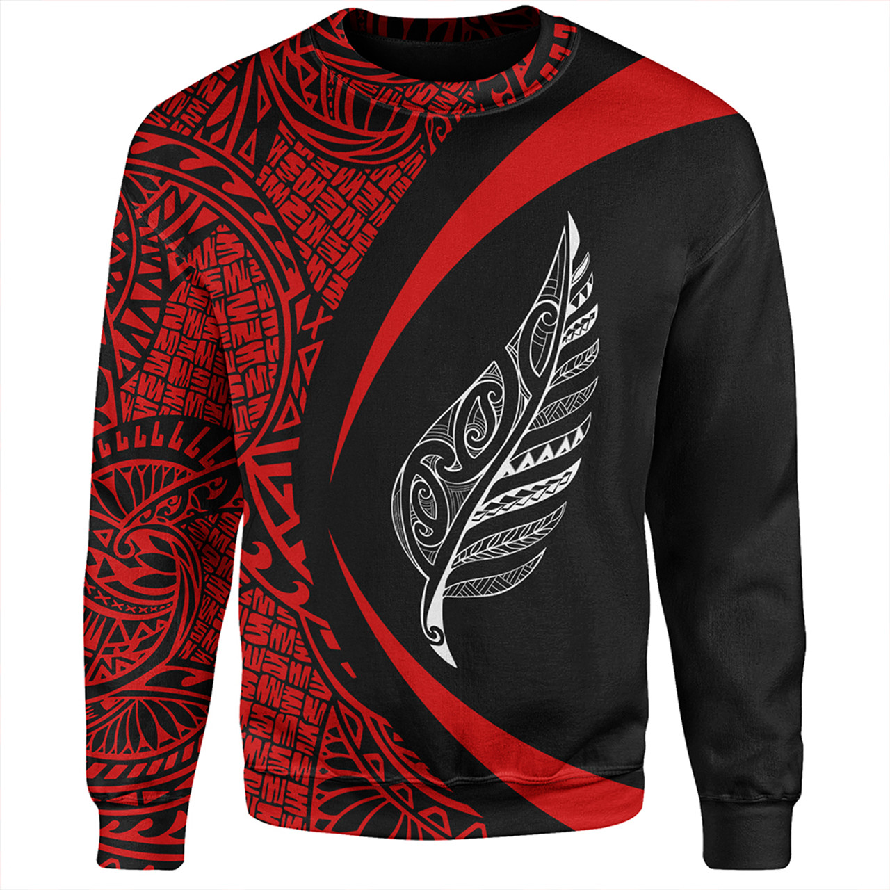 New Zealand Sweatshirt Silver Fern Maori Flag Lauhala Circle