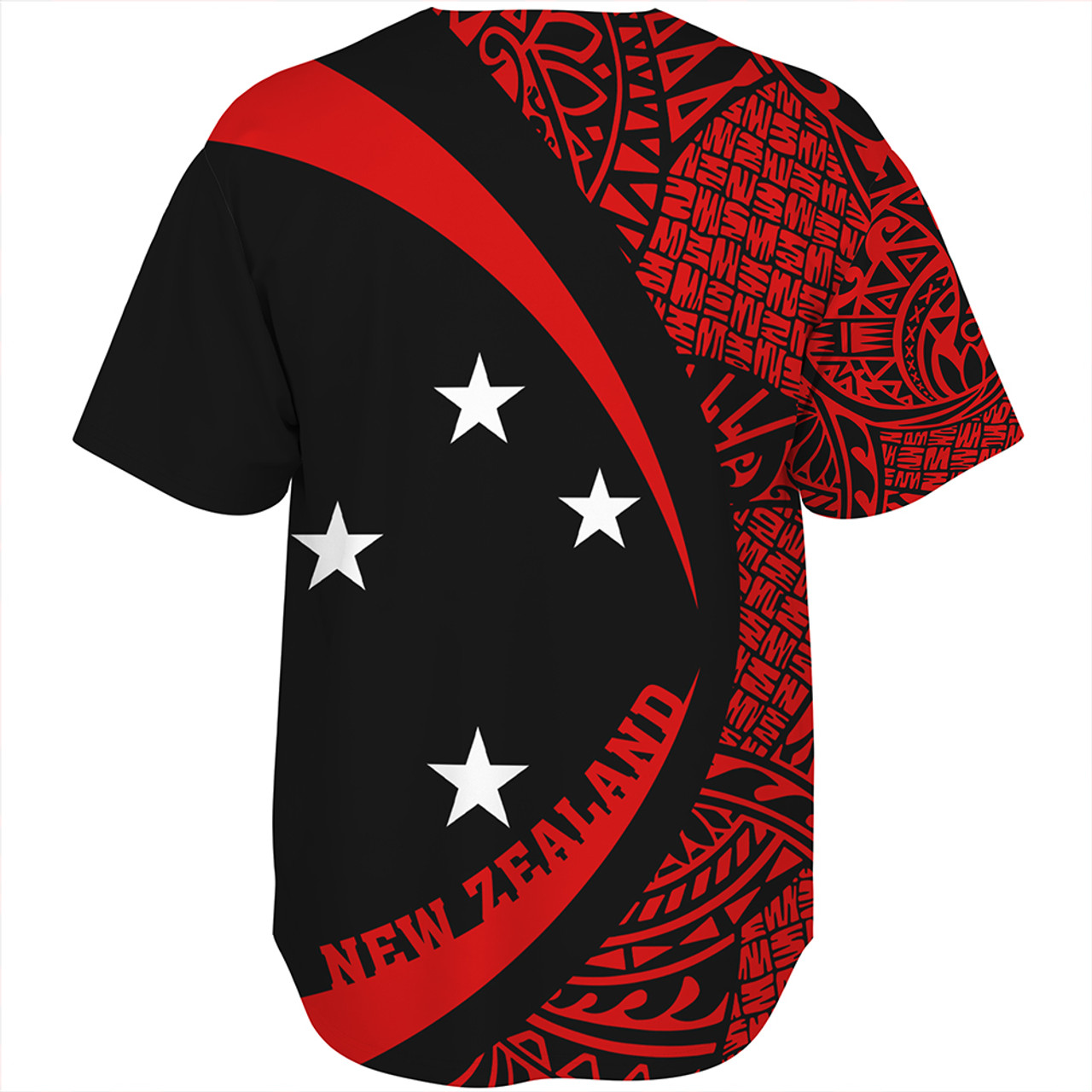 New Zealand Baseball Shirt Silver Fern Maori Flag Lauhala Circle