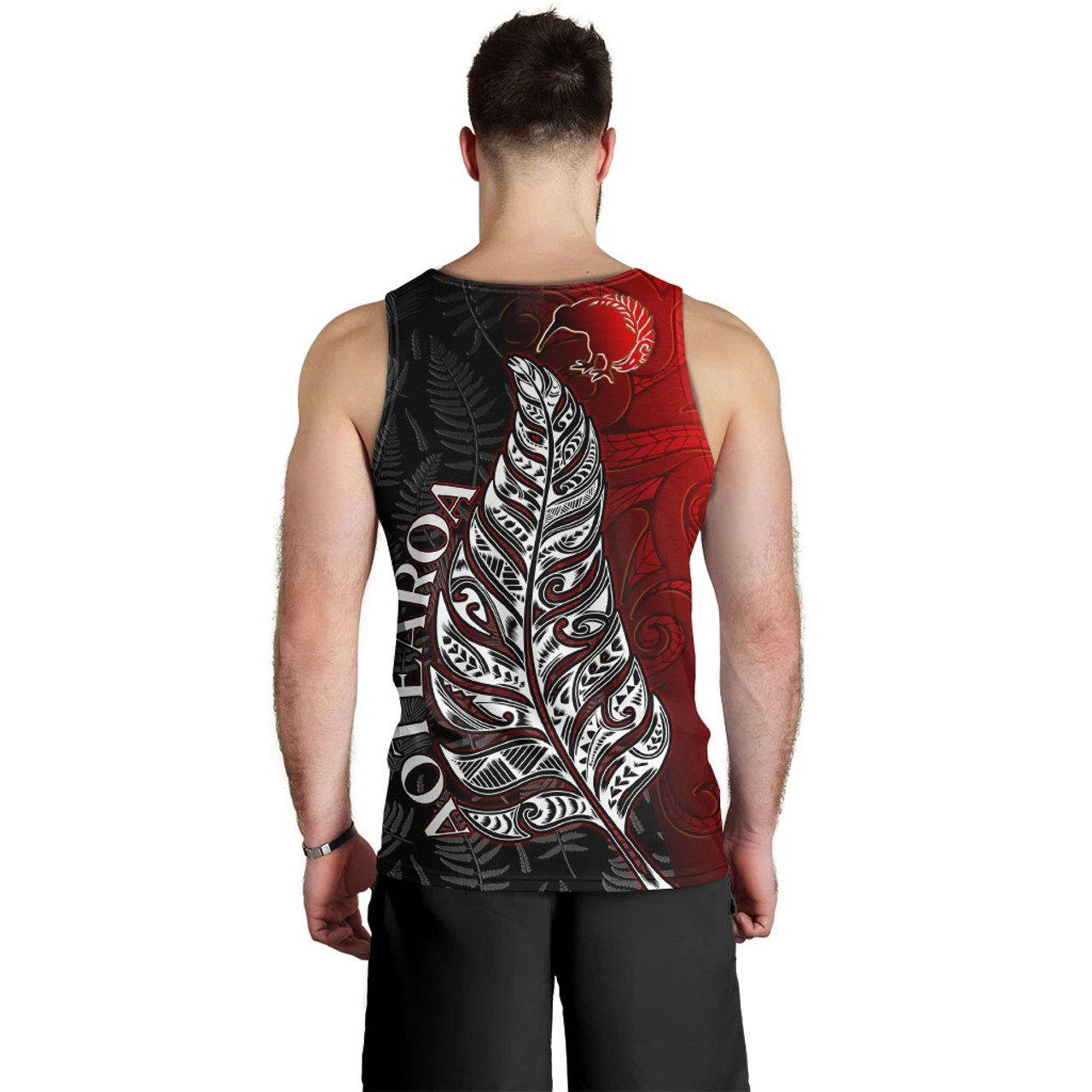 New Zealand Tank Top - Aotearoa Silver Fern With Kiwi Bird Maori Style