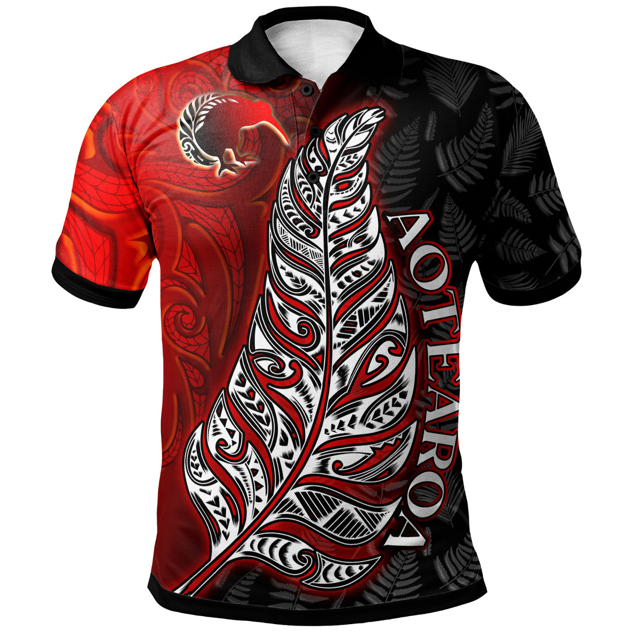 New Zealand Polo Shirt - Custom Aotearoa Silver Fern With Kiwi Bird Maori Style