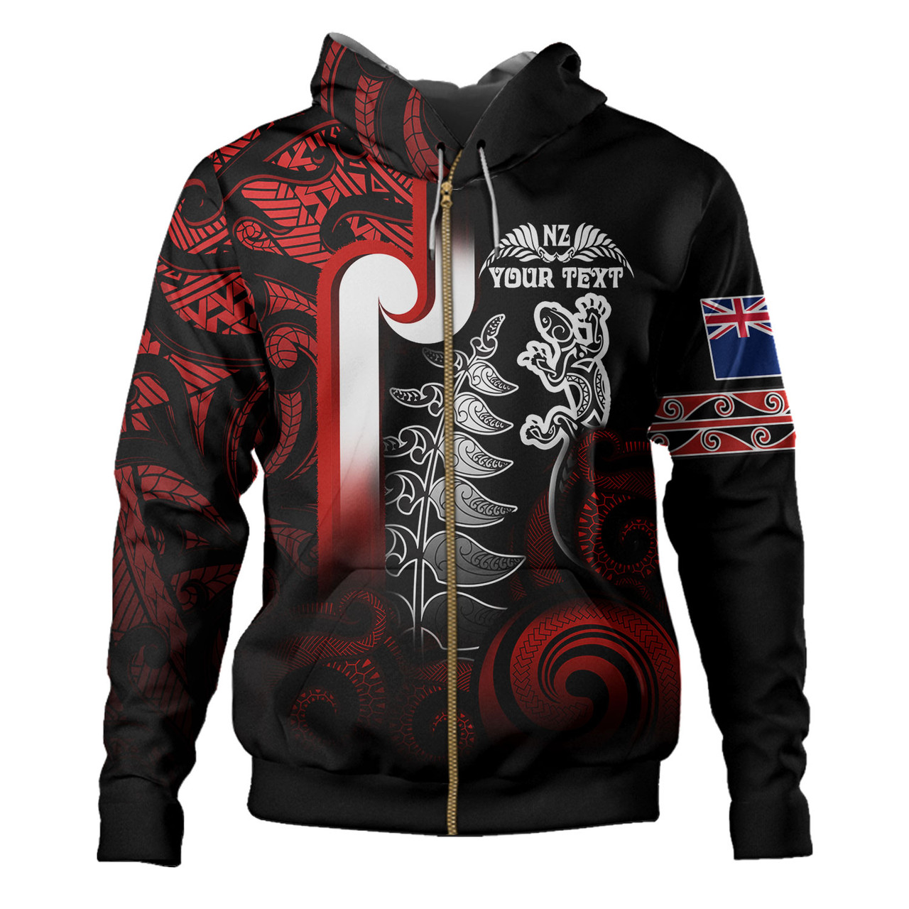 New Zealand Gradient Hoodie - Maori Tino Rangatiratanga With Lizard And Silver Fern