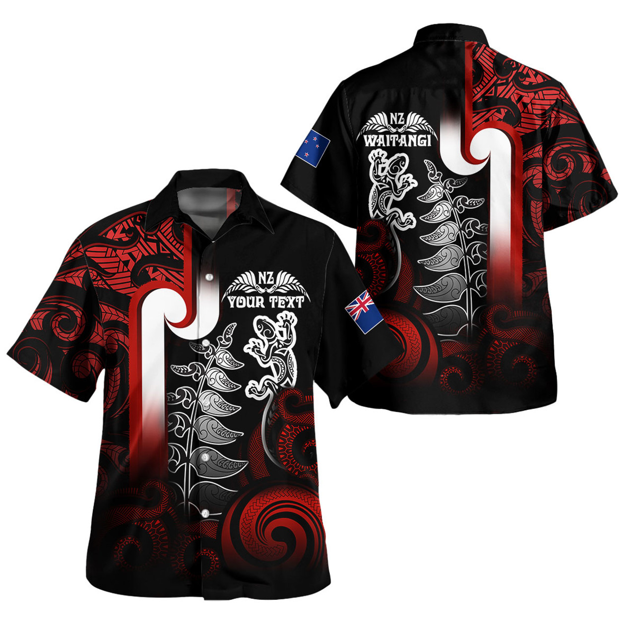 New Zealand Gradient Hawaiian Shirt - Maori Tino Rangatiratanga With Lizard And Silver Fern