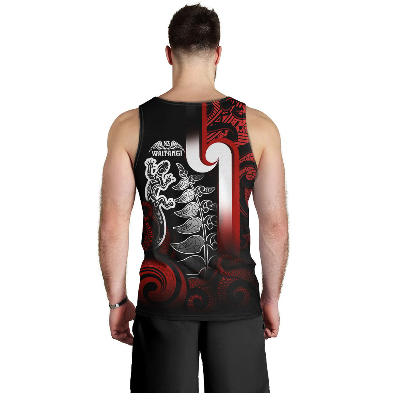 New Zealand Gradient Men Tank Top - Maori Tino Rangatiratanga With Lizard And Silver Fern