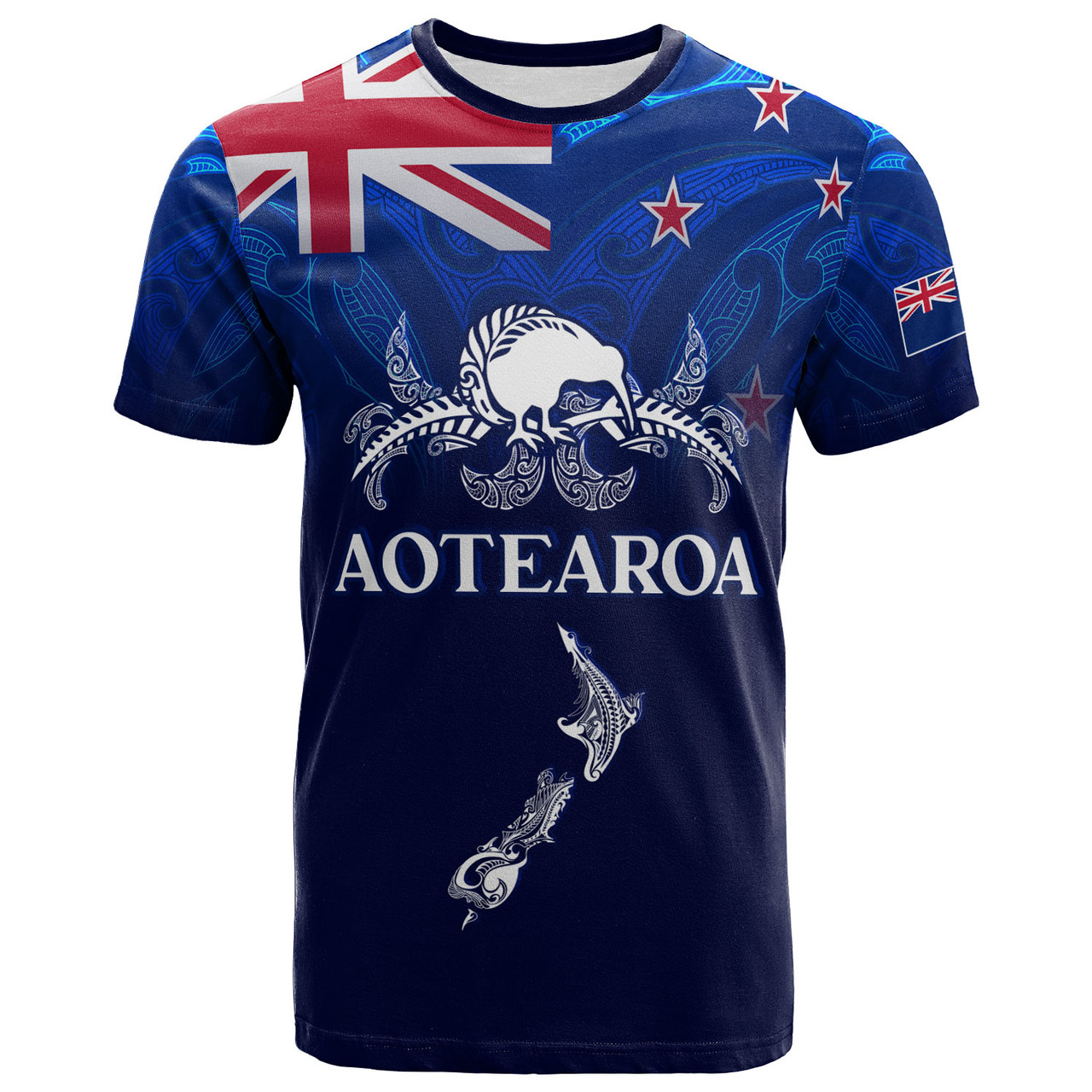 New Zealand T-Shirt - Custom Aotearoa Map Kiwi Bird Mascot