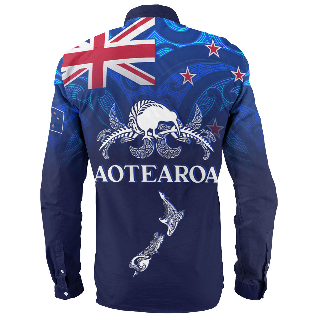 New Zealand Long Sleeve Shirt - Aotearoa Map Kiwi Bird Mascot
