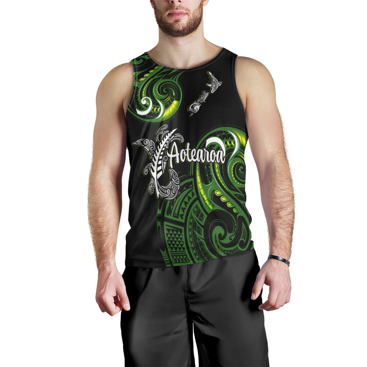 New Zealand Tank Top - Aotearoa Silver Fern Maori Patterns