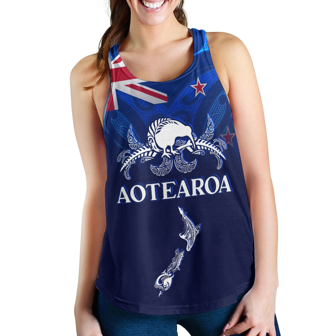 New Zealand Women Tank - Aotearoa Map Kiwi Bird Mascot