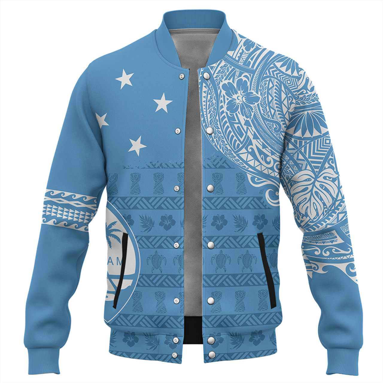 Guam Baseball Jacket Micronesian Flag With Coat Of Arms