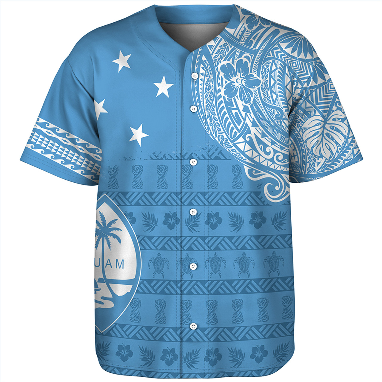 Guam Baseball Shirt Micronesian Flag With Coat Of Arms