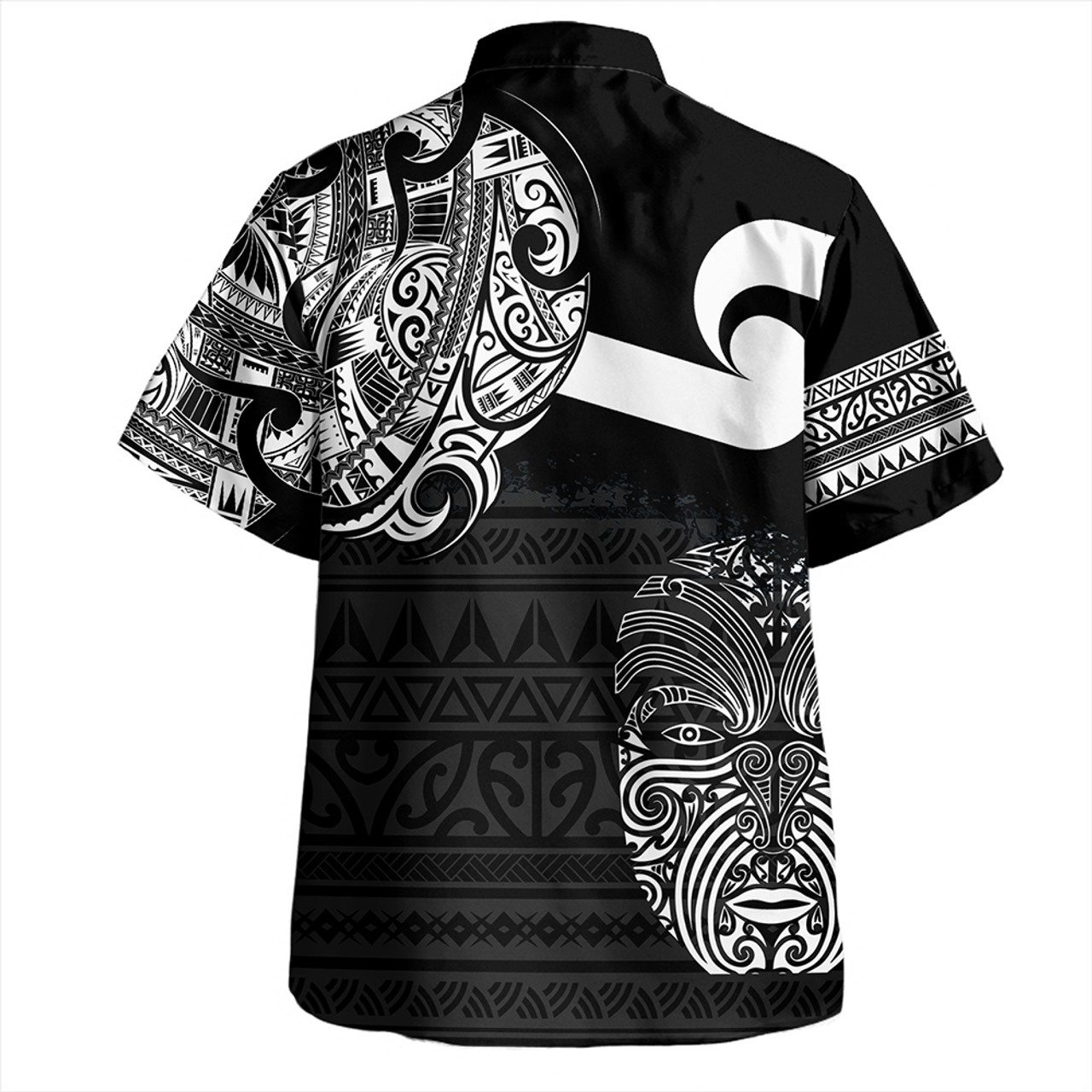 New Zealand Hawaiian Shirt Tino Rangatiratanga Maori Mask Black