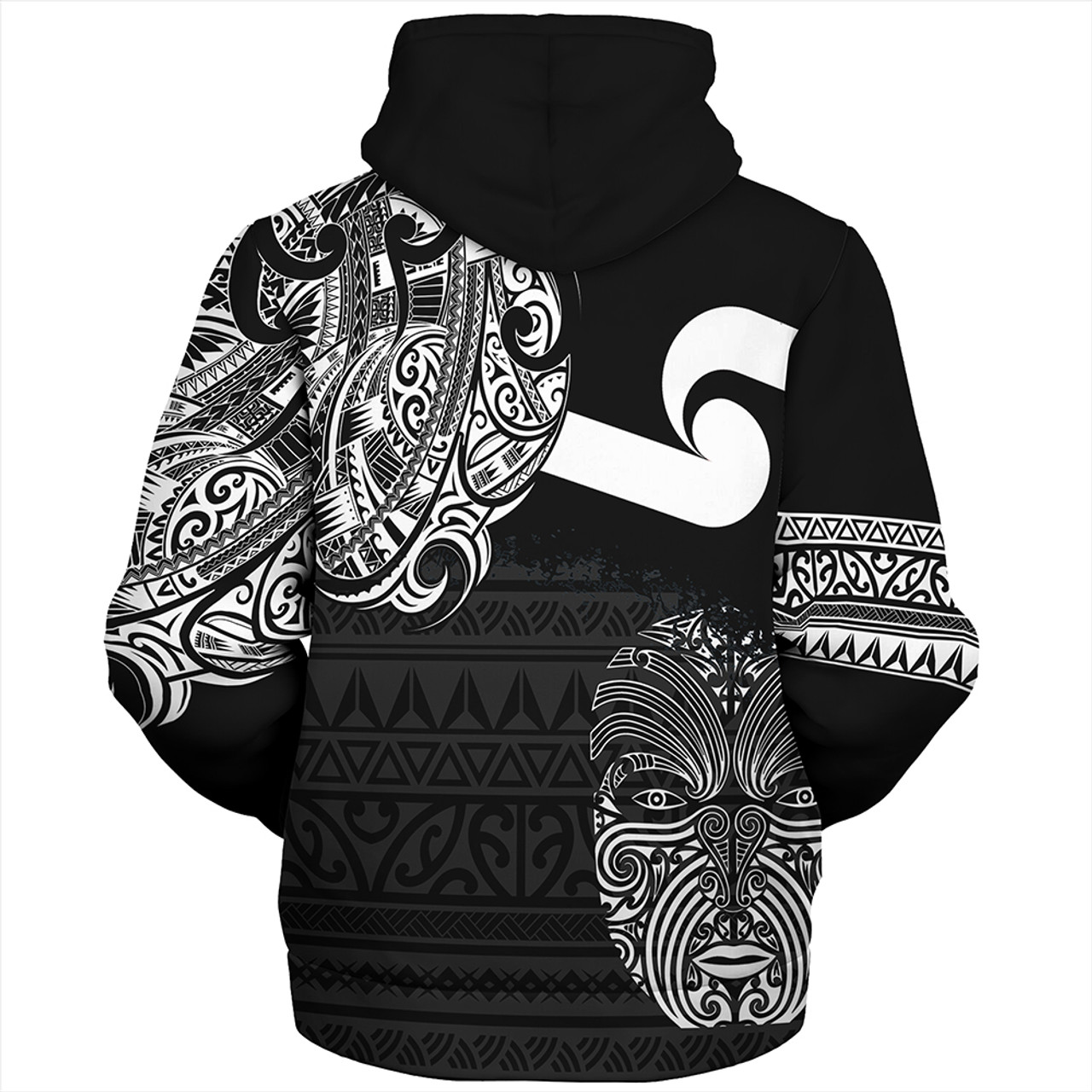 New Zealand Sherpa Hoodie Tino Rangatiratanga Maori Mask Black