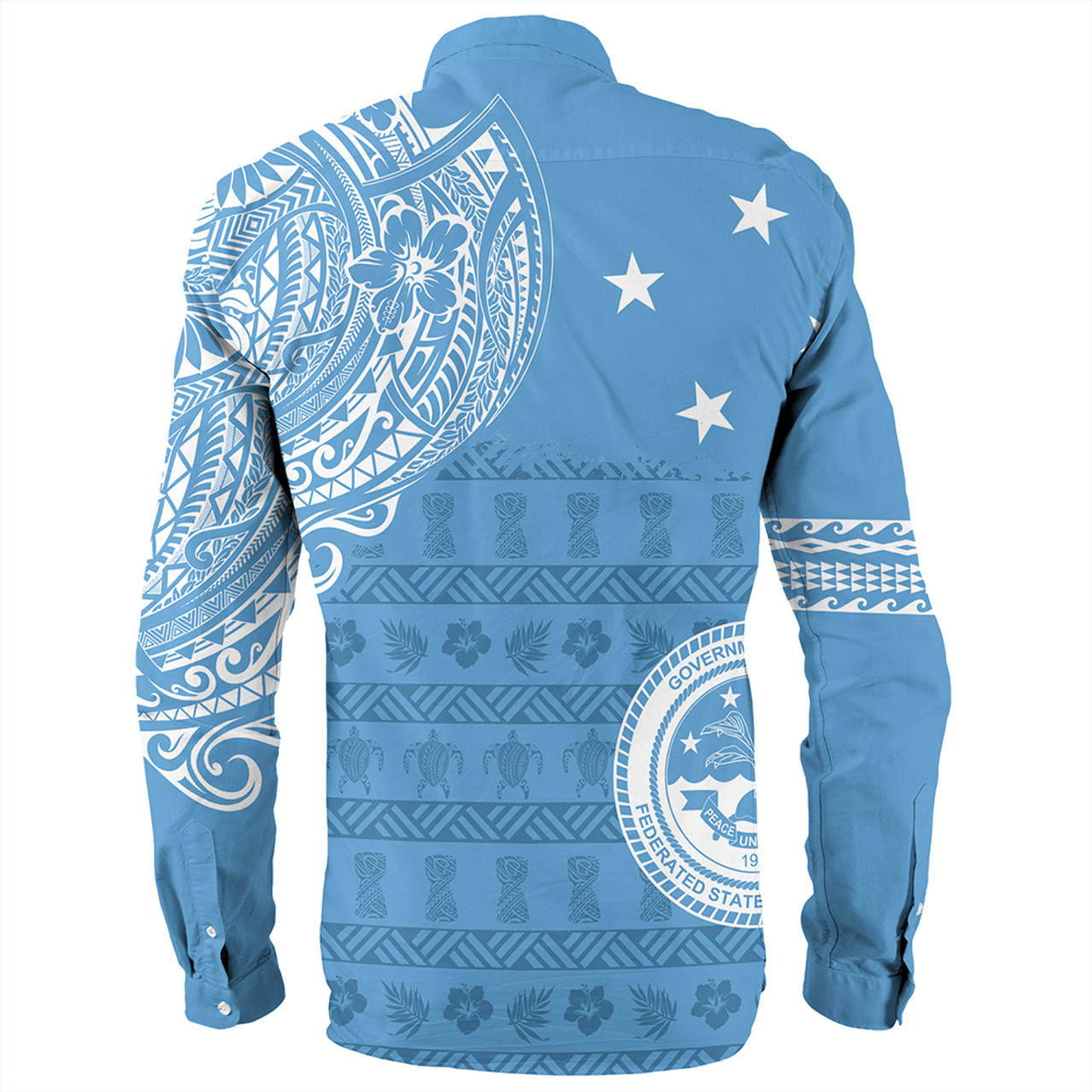 Micronesian Long Sleeve Shirt Federated States Of Micronesia Flag With Coat Of Arms
