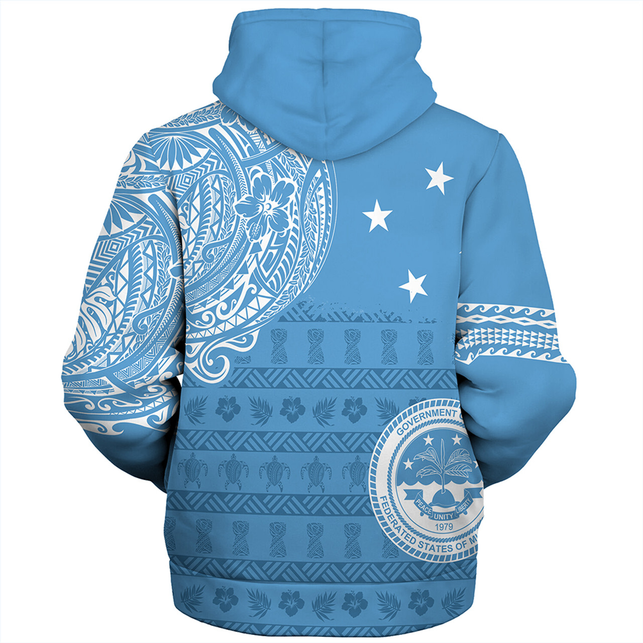 Micronesian Sherpa Hoodie Federated States Of Micronesia Flag With Coat Of Arms