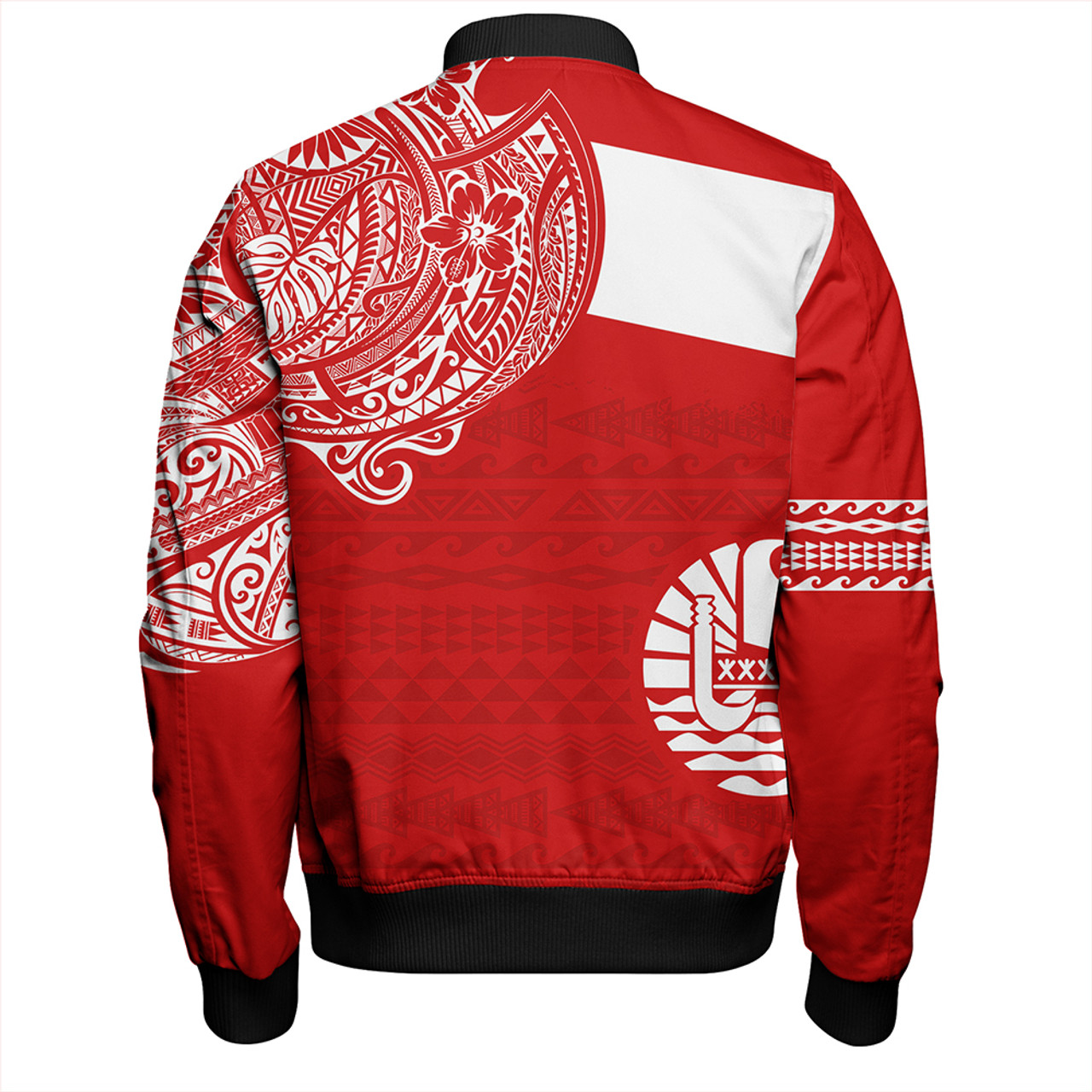 Polynesian Bomber Jacket Tahiti Flag With Coat Of Arms