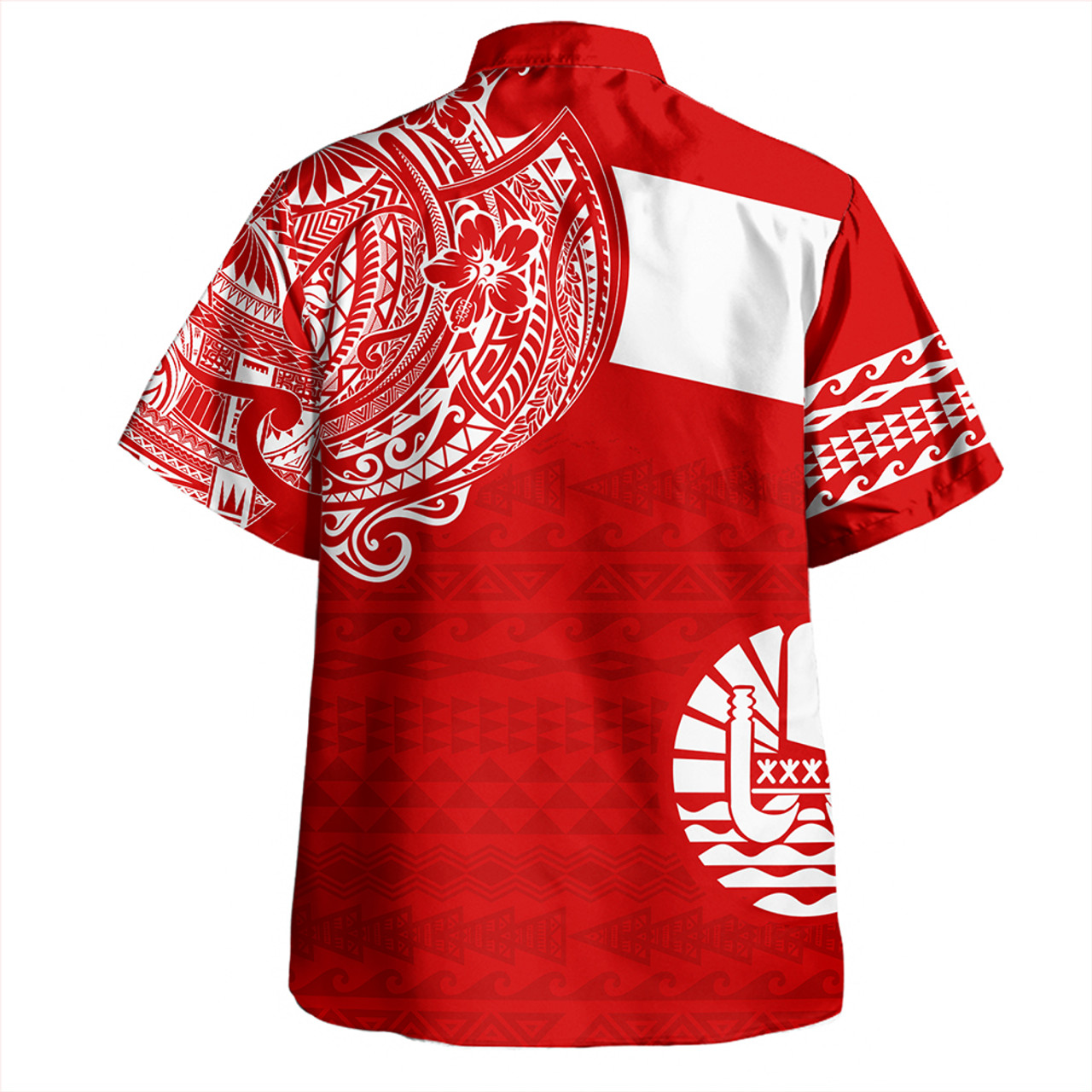 Polynesian Hawaiian Shirt Tahiti Flag With Coat Of Arms