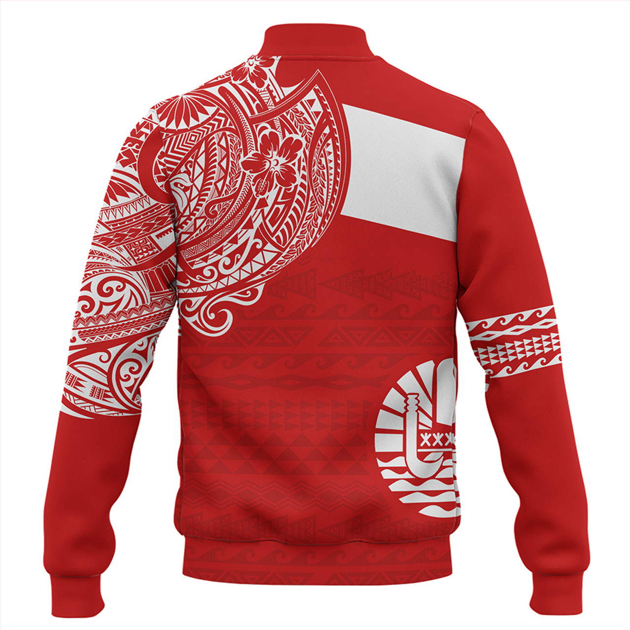 Polynesian Baseball Jacket Tahiti Flag With Coat Of Arms