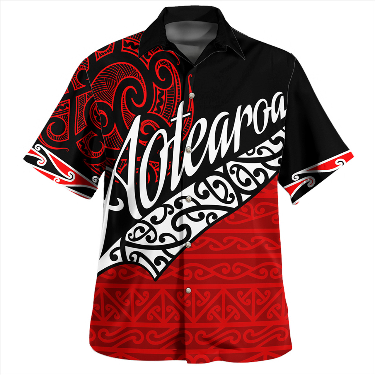 New Zealand Hawaiian Shirt Aotearoa Maori Flag Puhoro Pattern