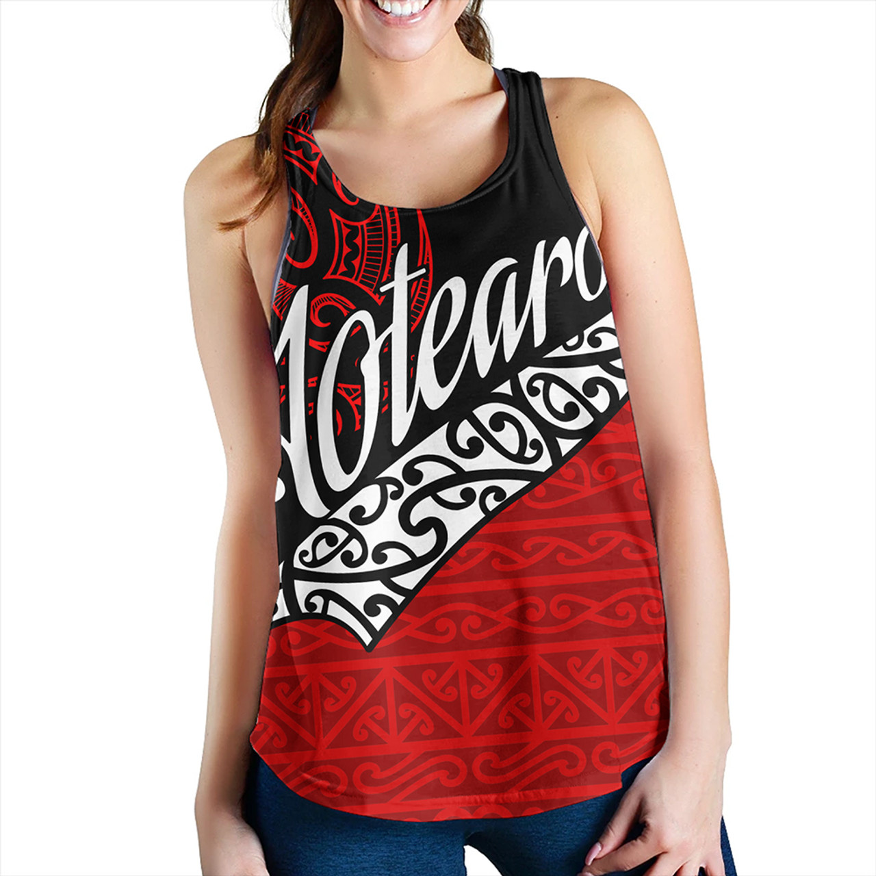 New Zealand Women Tank Aotearoa Maori Flag Puhoro Pattern