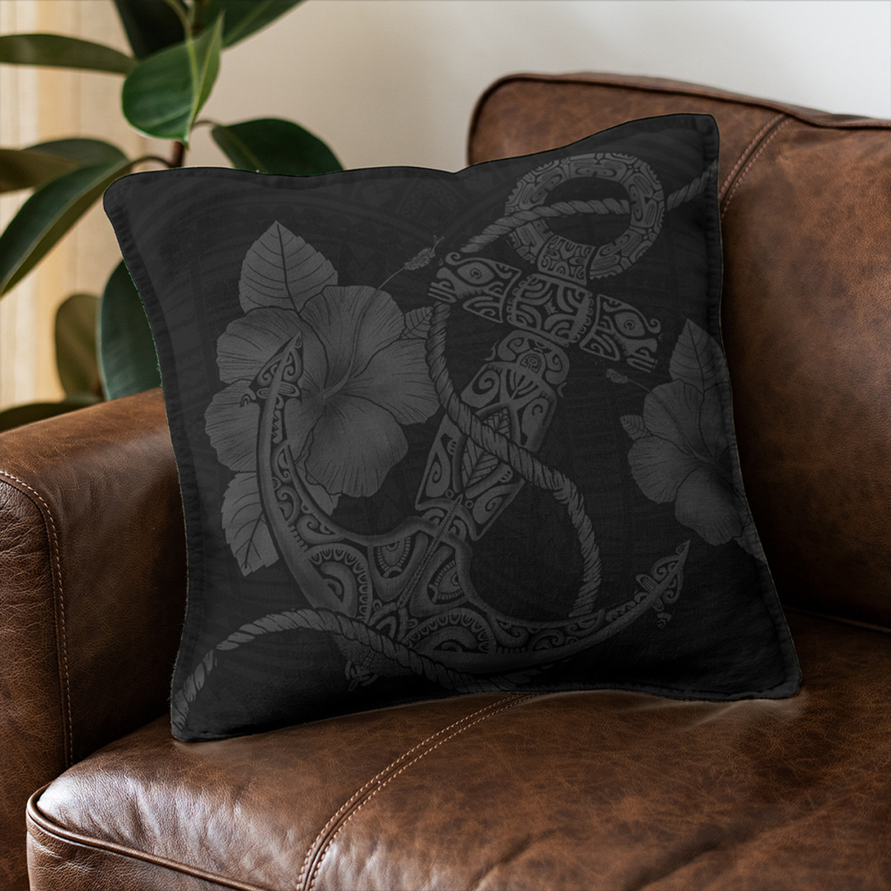 Hawaii Pillow Cover Anchor Poly Tribal Gray