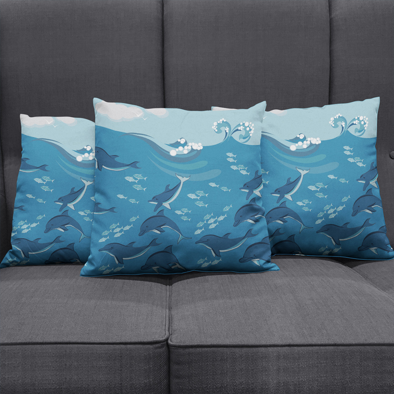 Hawaii Pillow Cover Dolphin And Sea