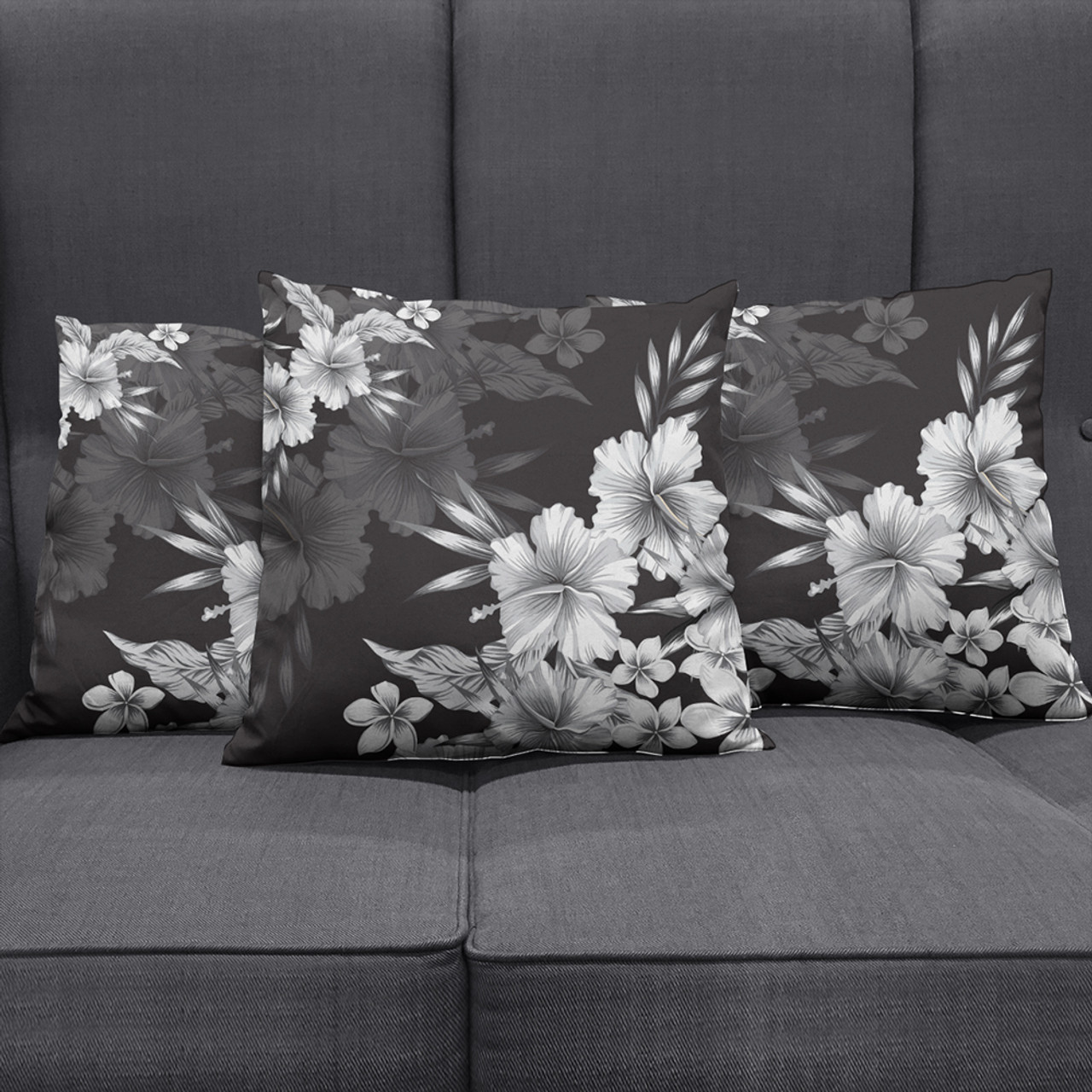 Hawaii Pillow Cover Hibiscus B&W
