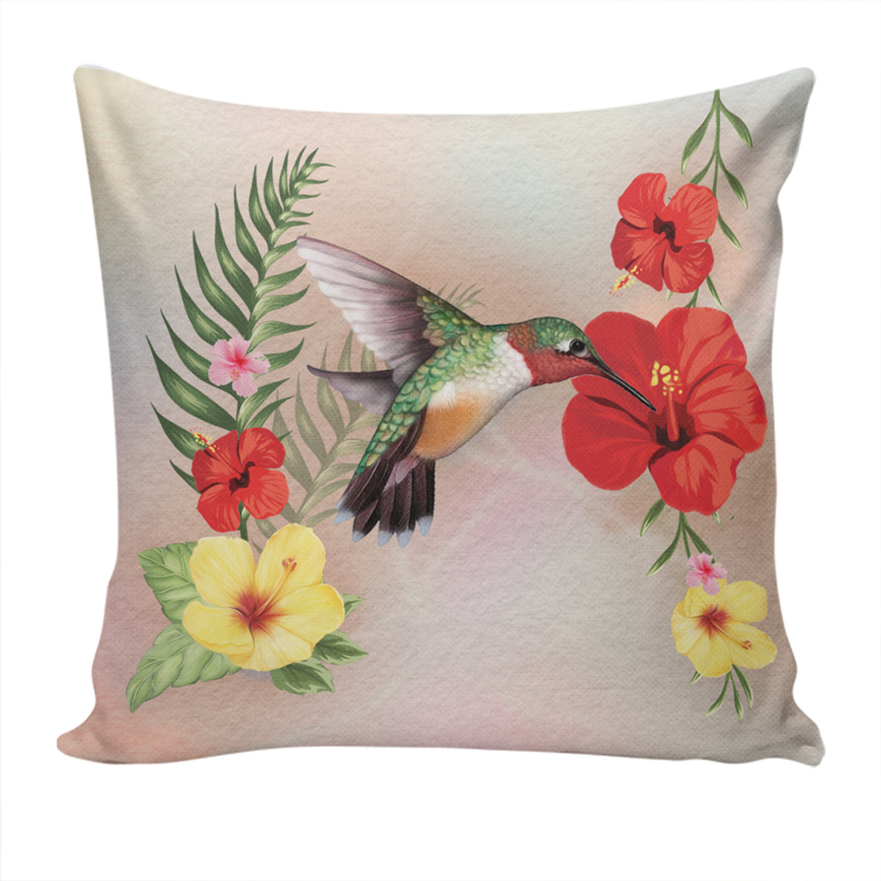 Hawaii Pillow Cover Hibiscus Bird