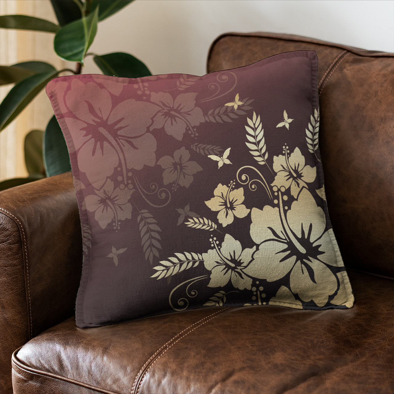 Hawaii Pillow Cover Hibiscus Golden Royal