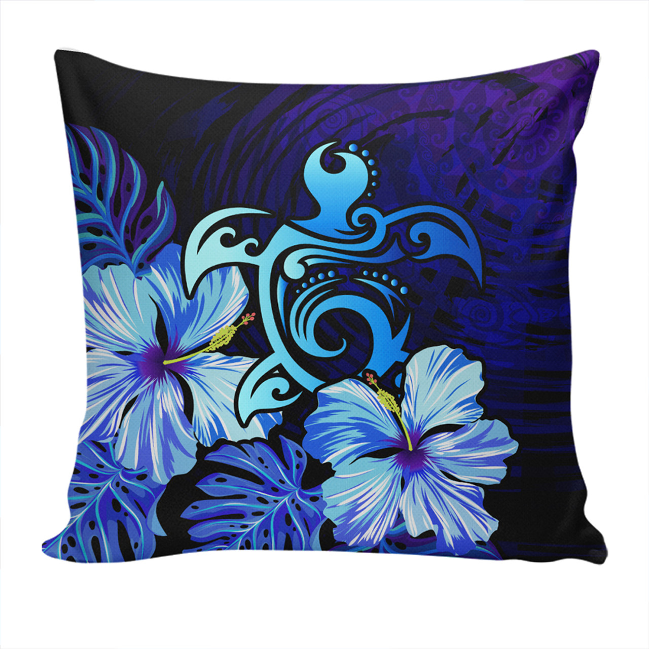 Hawaii Pillow Cover Hibiscus Tropical Deep Ocean Turtle Sea