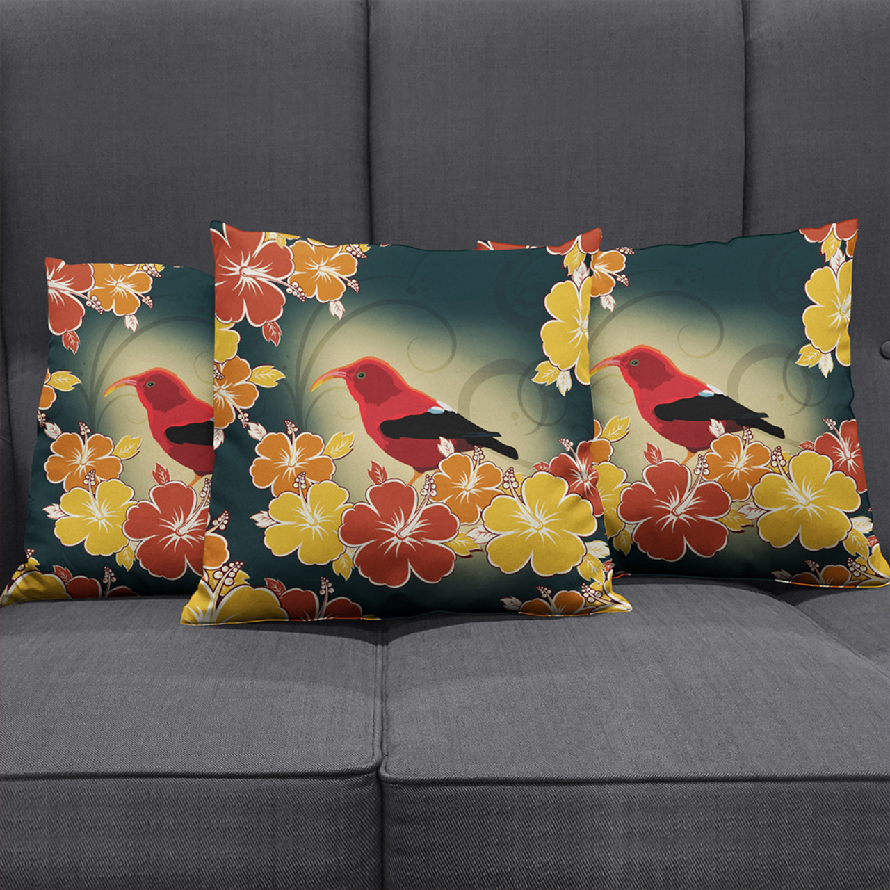 Hawaii Pillow Cover Honeycreeper Hibiscus