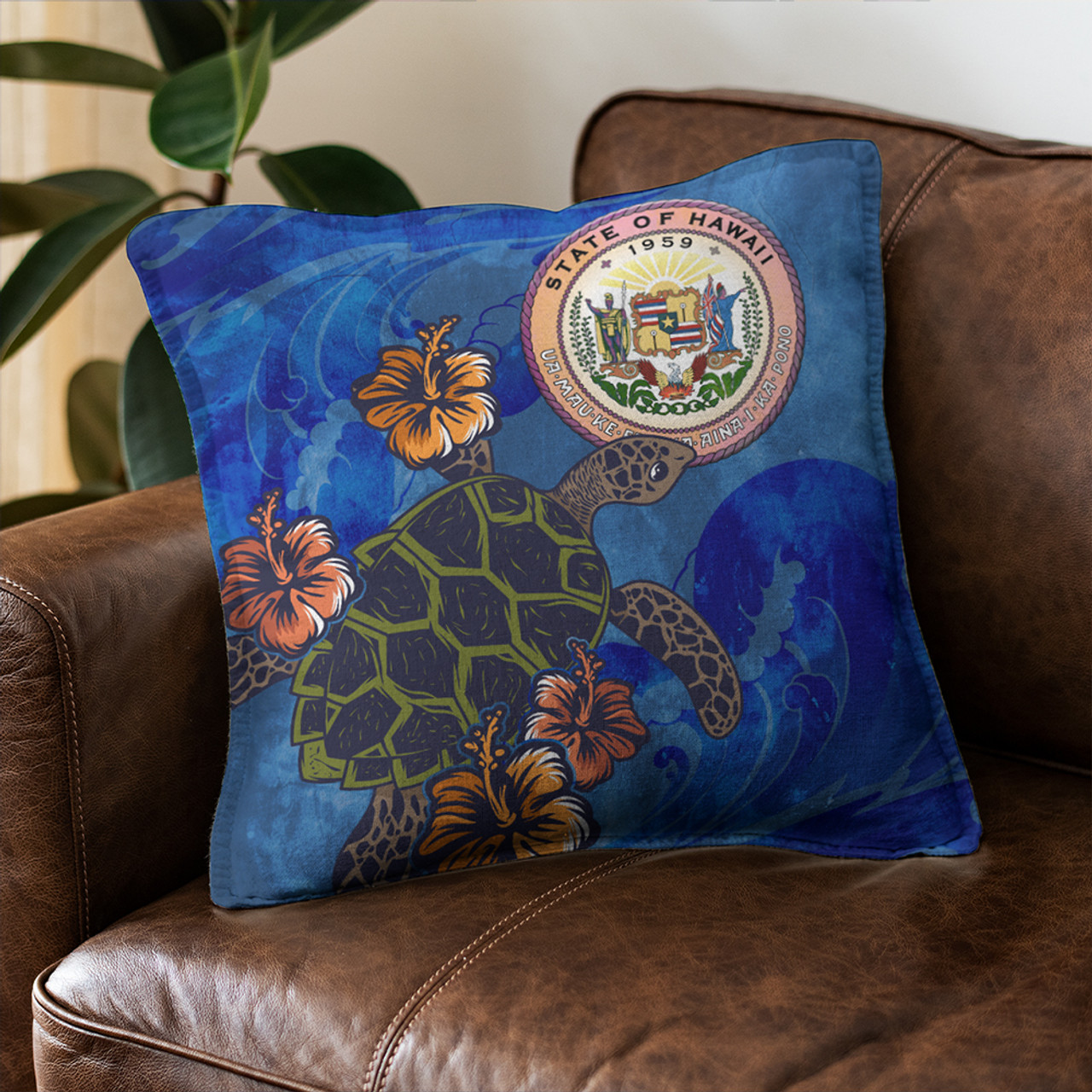 Hawaii Pillow Cover Seal Hibiscus Ocean Pin Light Turtle Sea