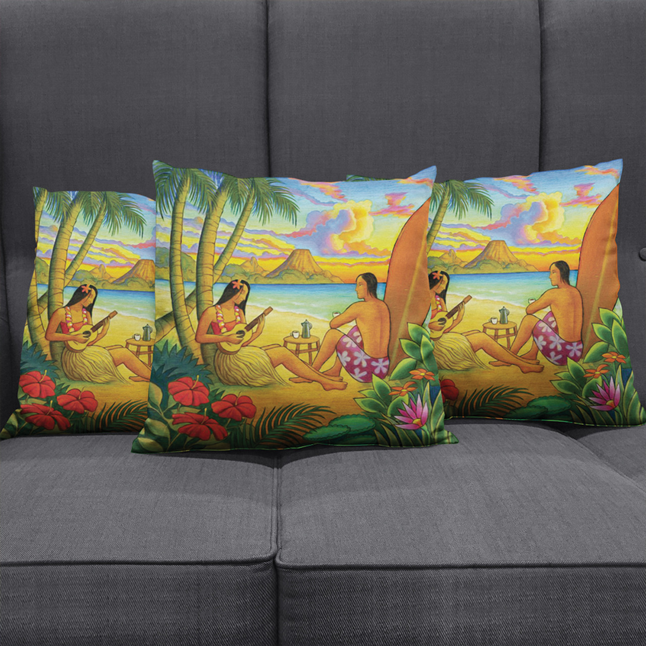 Hawaii Pillow Cover Sing A Song On A Beach