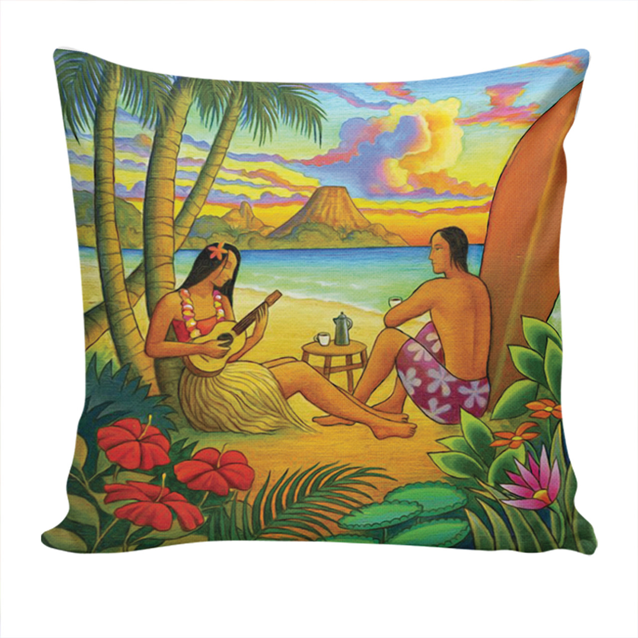 Hawaii Pillow Cover Sing A Song On A Beach