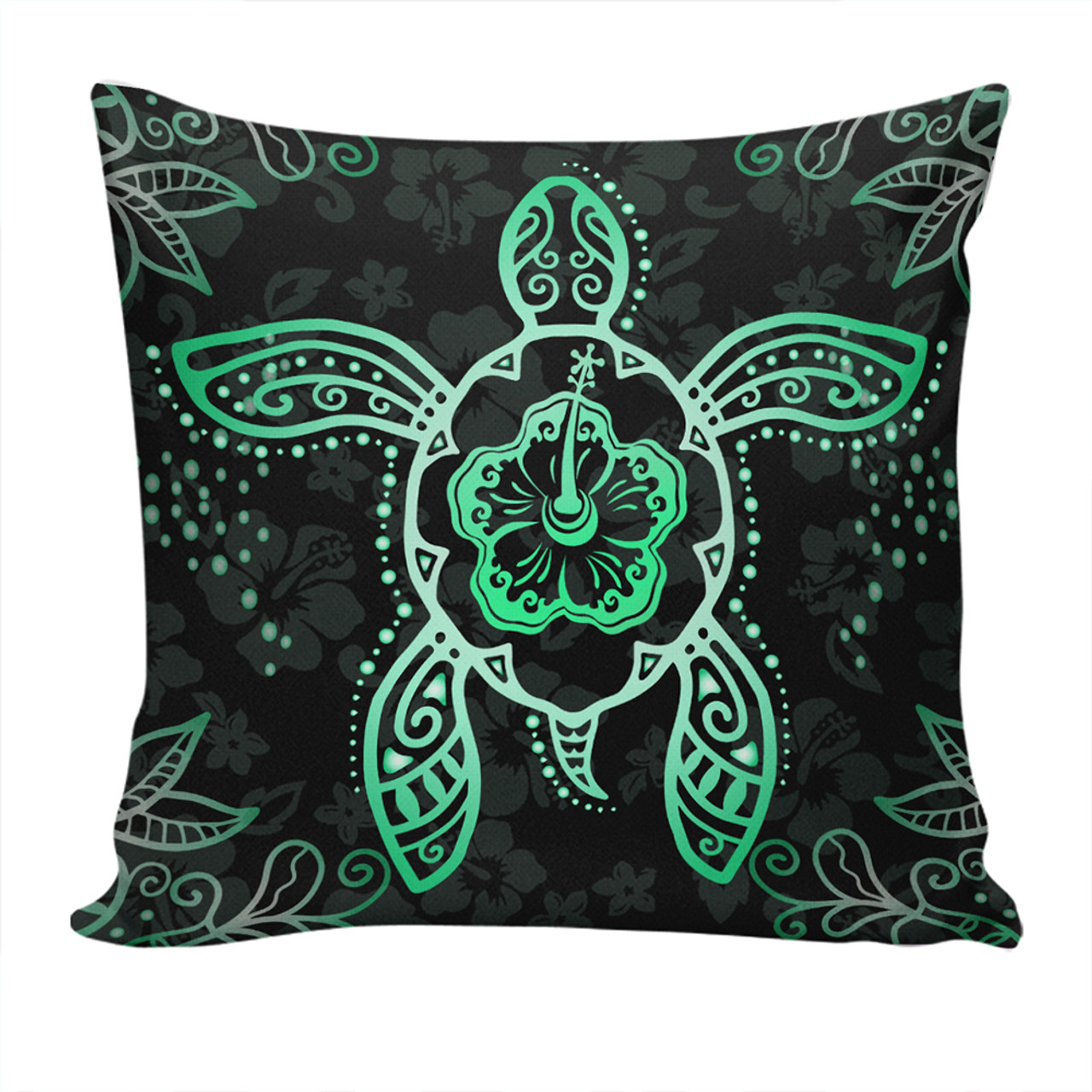 Hawaii Pillow Cover Turtle Hibiscus Green New