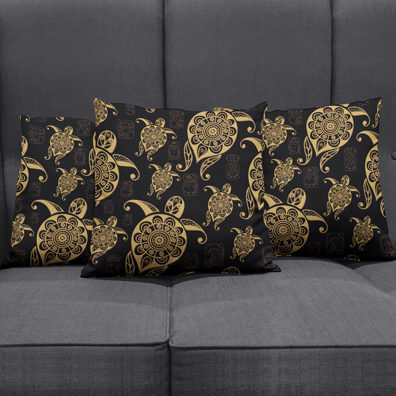 Hawaii Pillow Cover Turtle Pattern Golden