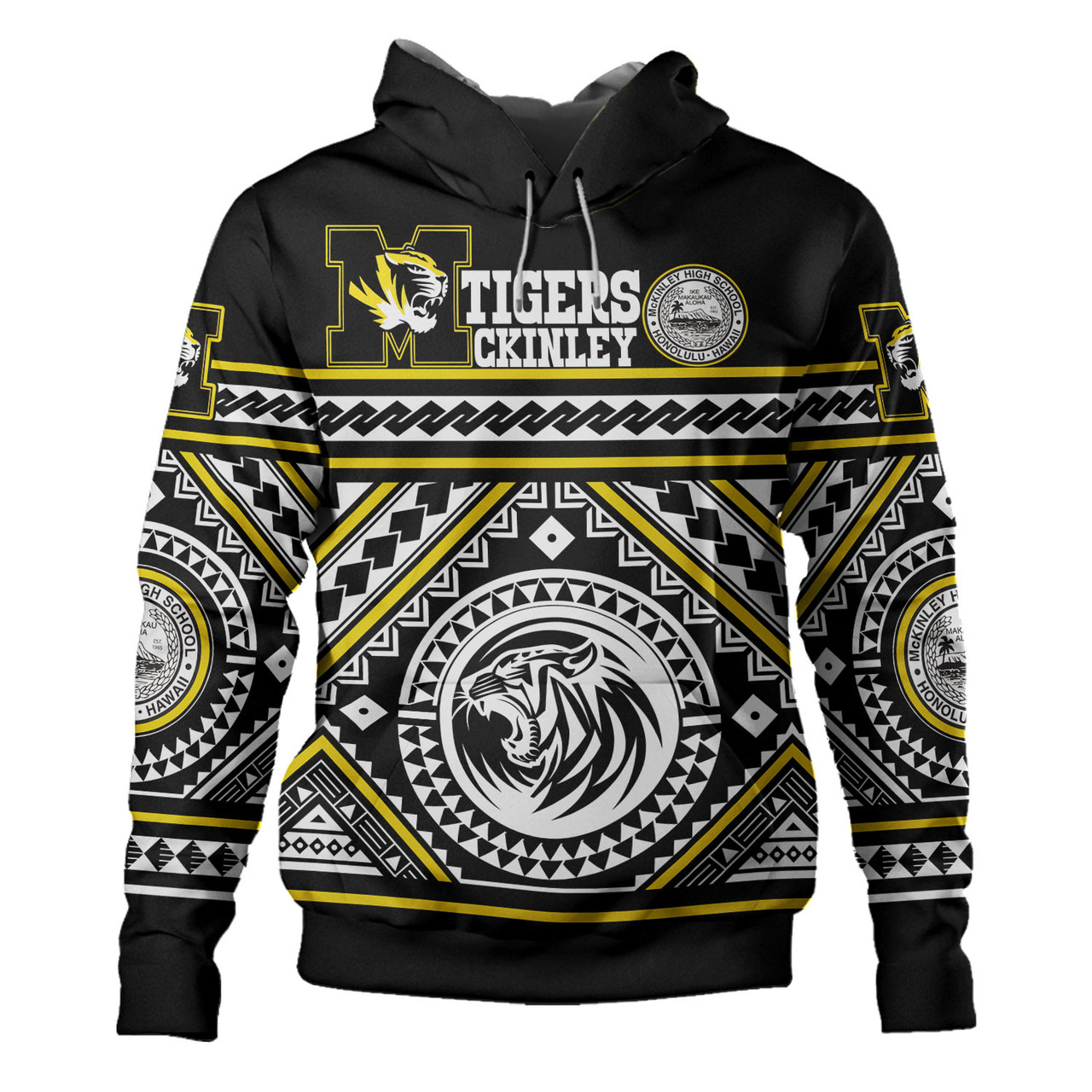 Hawaii McKinley Tigers Custom Polynesian Hoodie - President William McKinley High School Tigers Tribal Style