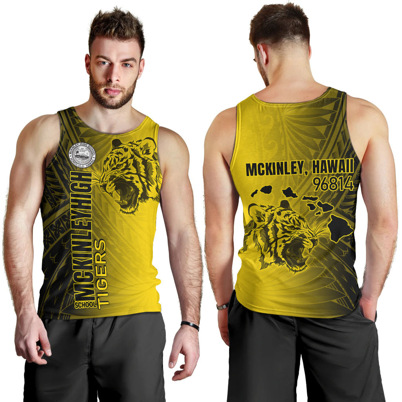 Hawaii McKinley High School Tank Top - Tigers Mascot Hawaii Patterns