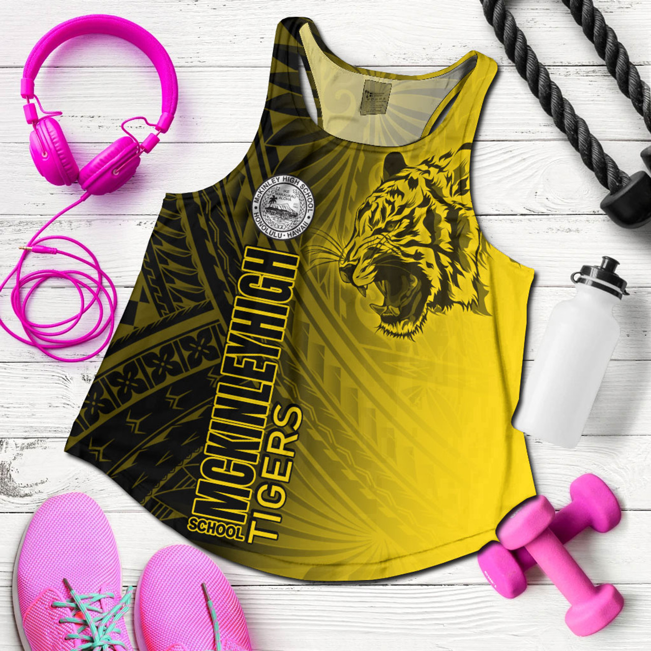 Hawaii McKinley High School Women Tank - Tigers Mascot Hawaii Patterns