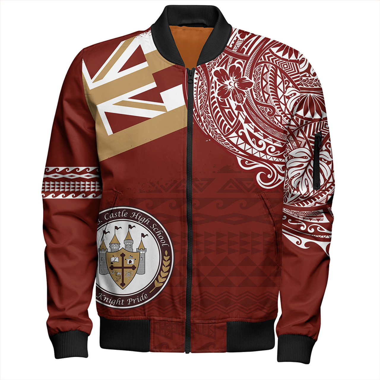 Hawaii Bomber Jacket James B. Castle High School With Crest Style