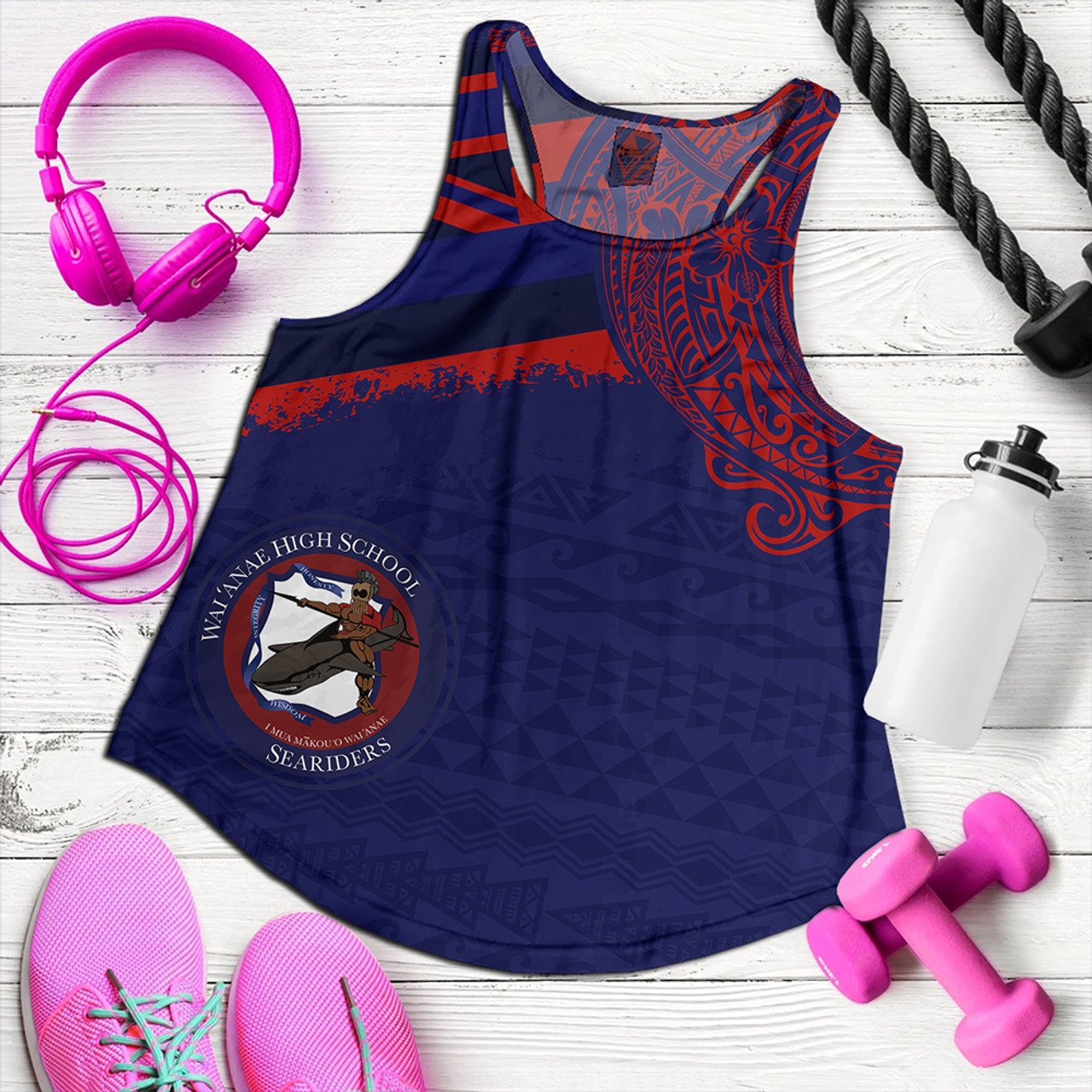 Hawaii Women Tank Waianae High School With Crest Style