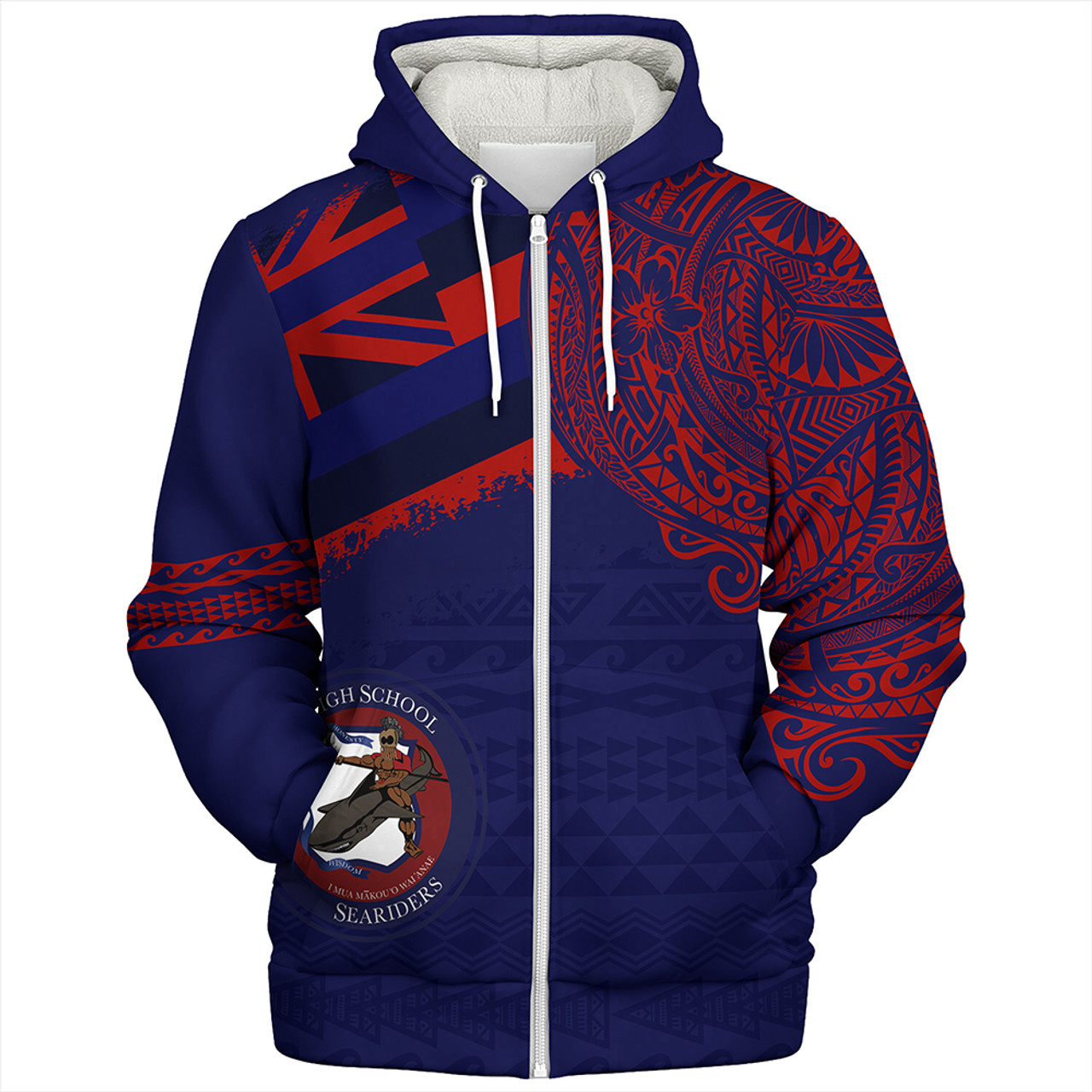 Hawaii Sherpa Hoodie Waianae High School With Crest Style