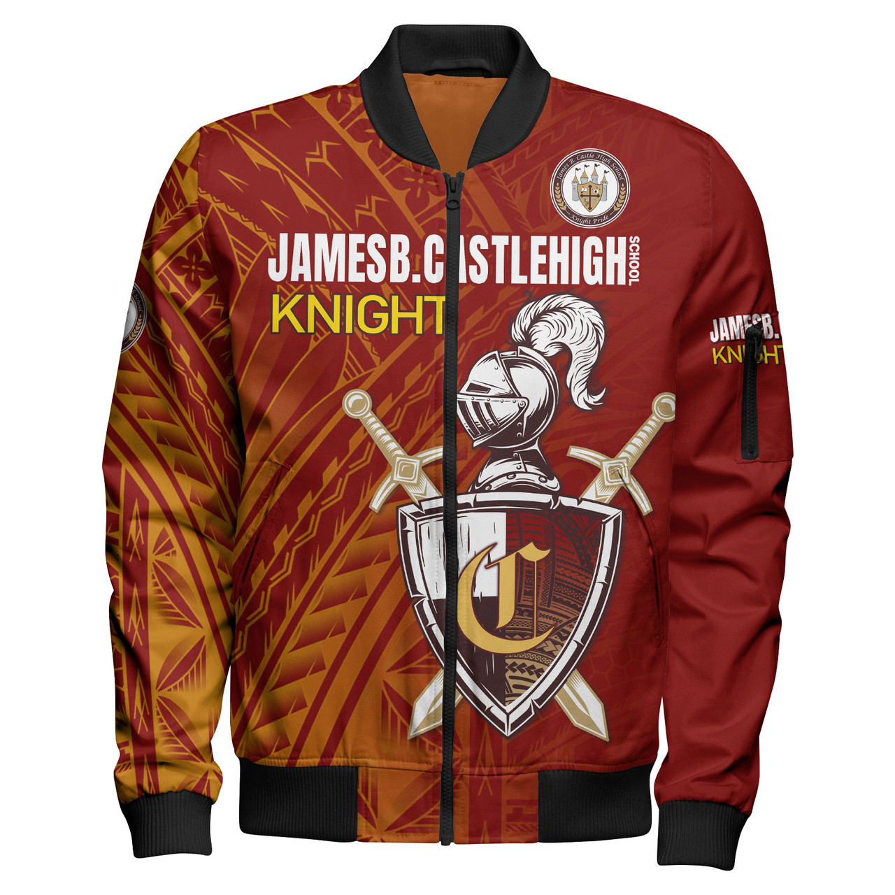 Hawaii James B. Castle High School Bomber Jacket - Knights With Shield Hawaii Patterns
