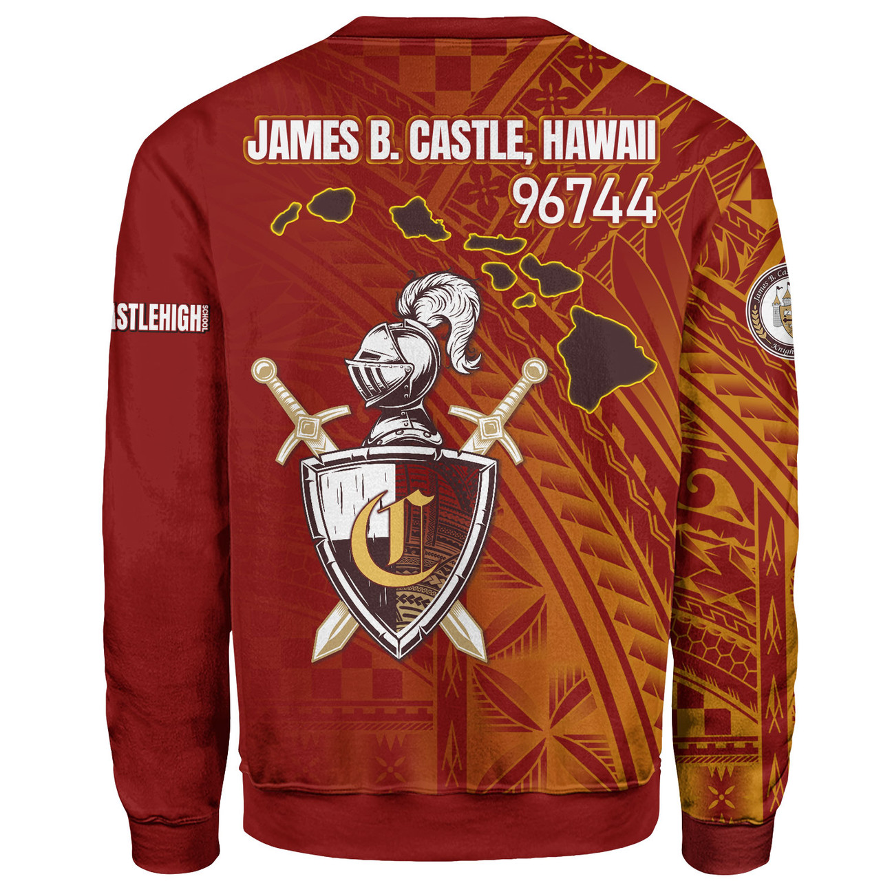 Hawaii James B. Castle High School Sweatshirt - Knights With Shield Hawaii Patterns