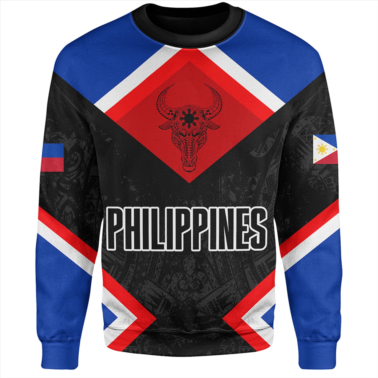 Philippines Sweatshirt Water Buffalo Sun Tribal Style