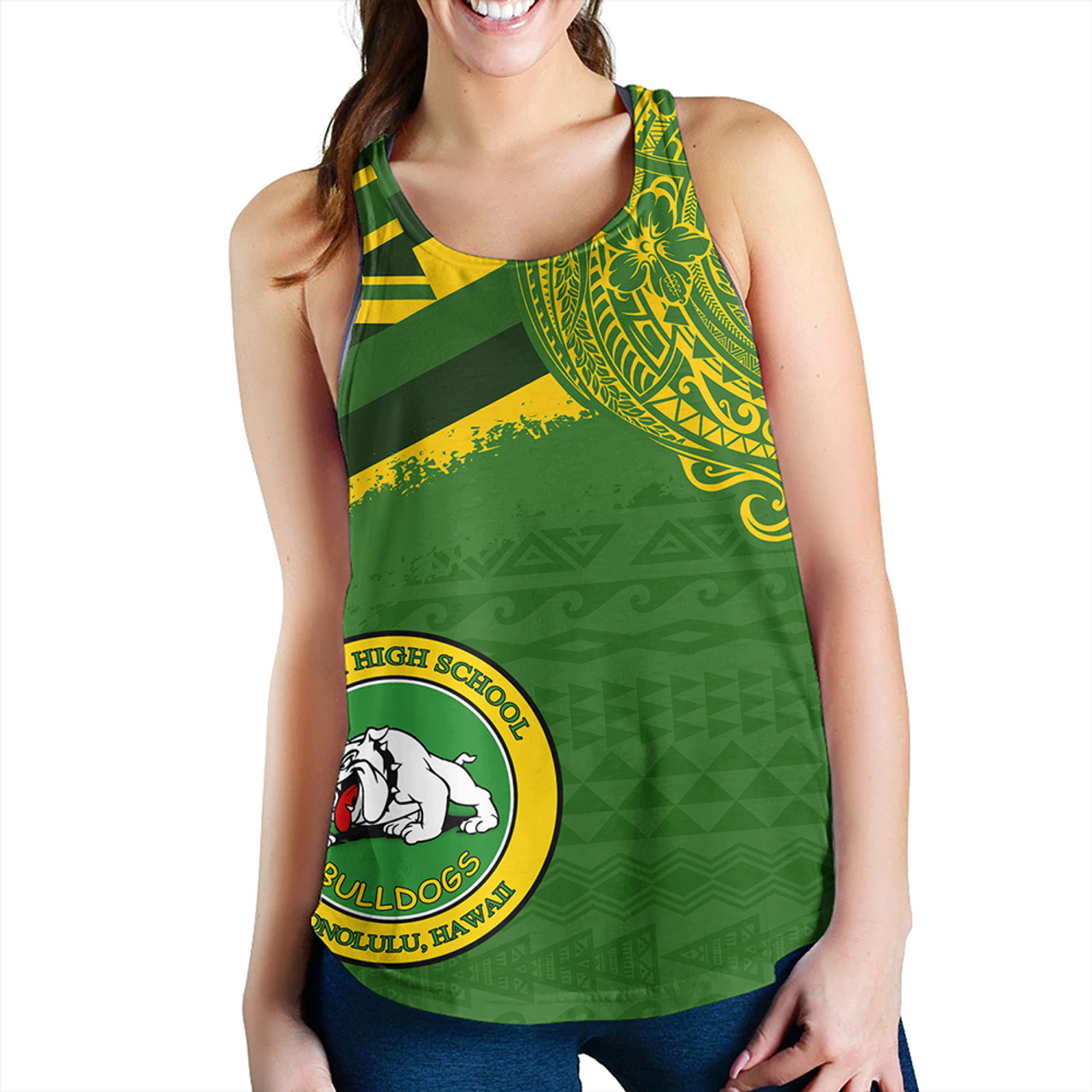 Hawaii Women Tank Kaimuki High School With Crest Style