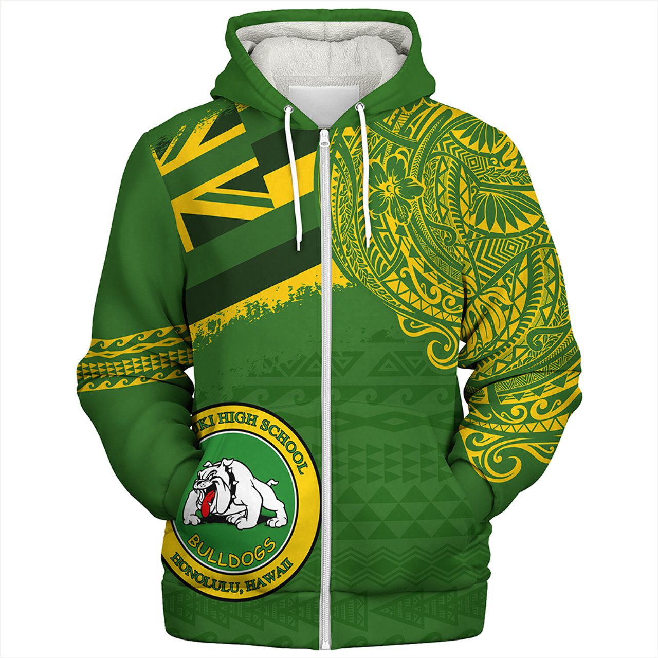 Hawaii Sherpa Hoodie Kaimuki High School With Crest Style