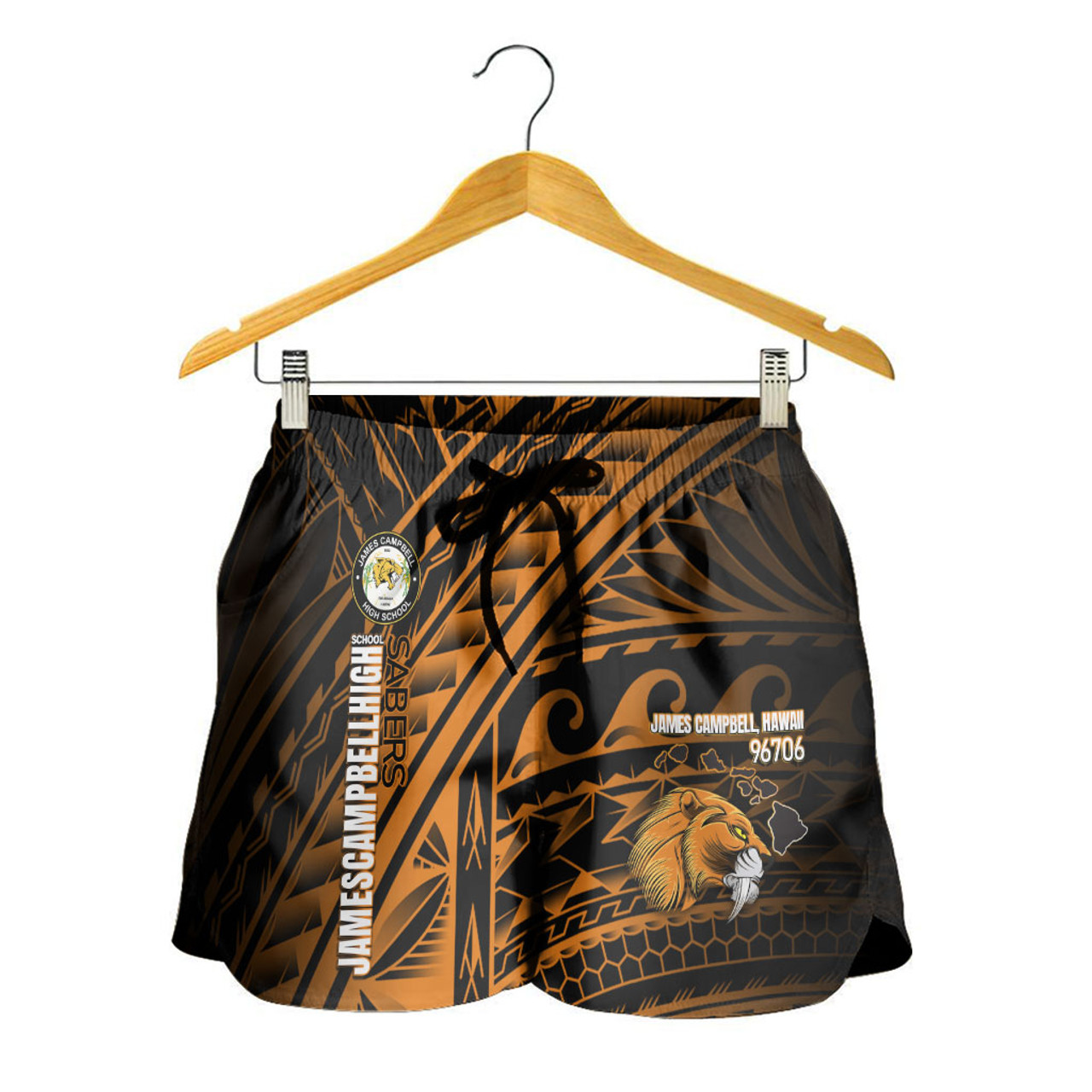 Hawaii James Campbell High School Women Shorts - Head Saber Tooth Mascot Hawaii Patterns