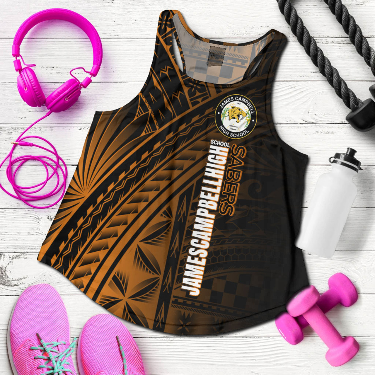 Hawaii James Campbell High School Women Tank - Head Saber Tooth Mascot Hawaii Patterns