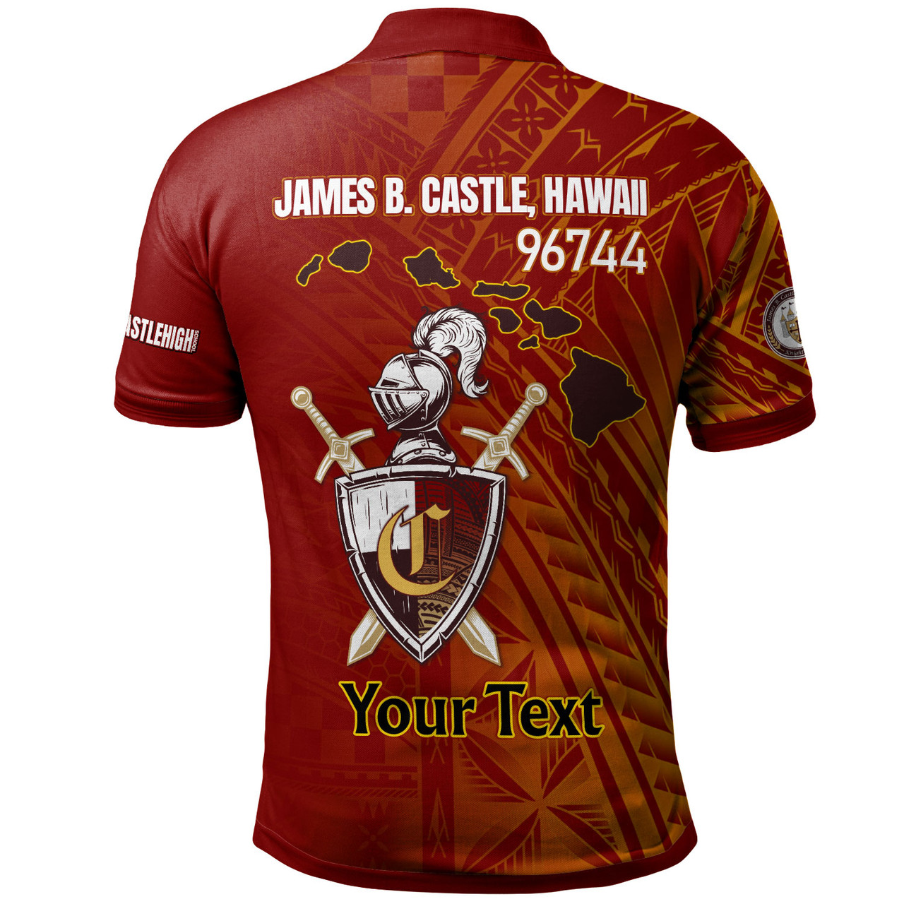 Hawaii James B. Castle High School Polo Shirt - Custom Knights With Shield Hawaii Patterns