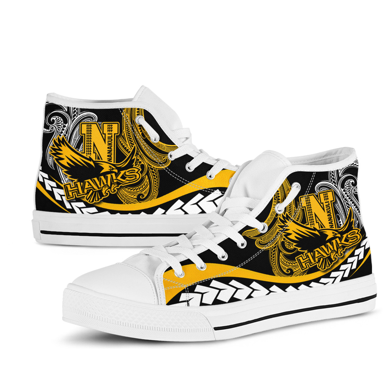 Hawaii Custom High Top Shoes - Nanakuli High School Polynesian Tribal Pattern