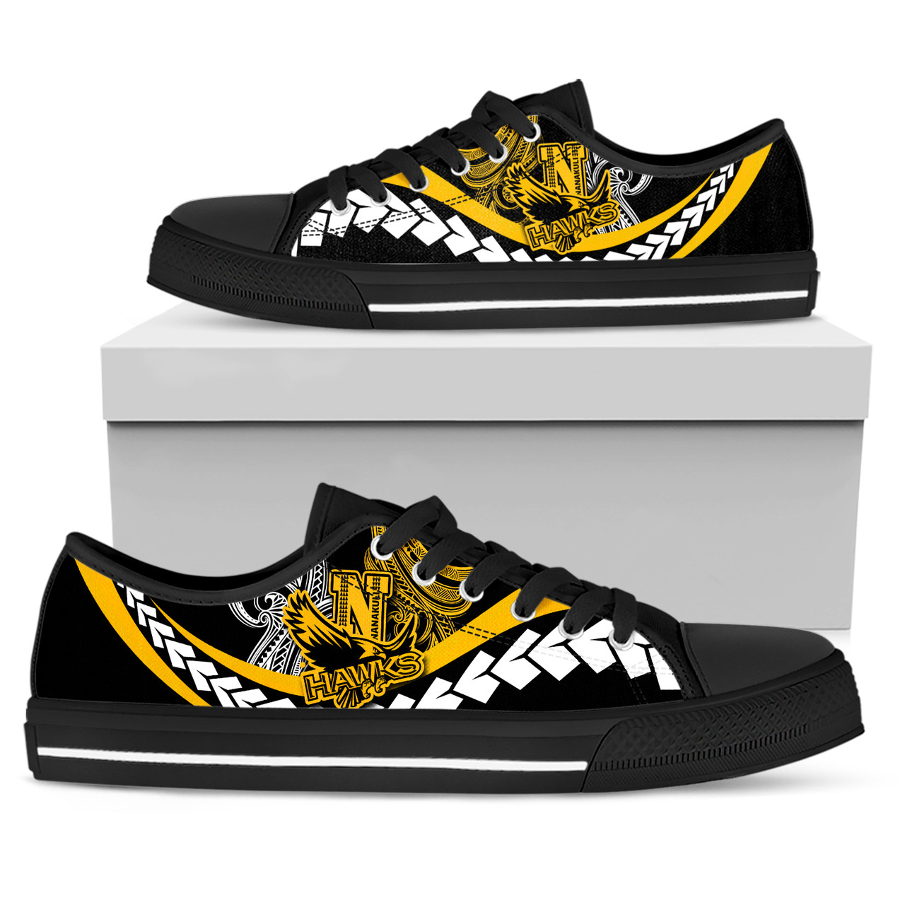 Hawaii Custom Low Top Shoes - Nanakuli High School Polynesian Tribal Pattern